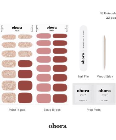 ohora Semi Cured Gel Nail Strips (N HEI-Mish) - Salon-Quality, Long Lasting, Easy to Apply & Remove - Works with Any Nail Lamps - Includes Prep Pads, Nail File & Wooden Stick - Glitter - Buy Online on GoSupps.com