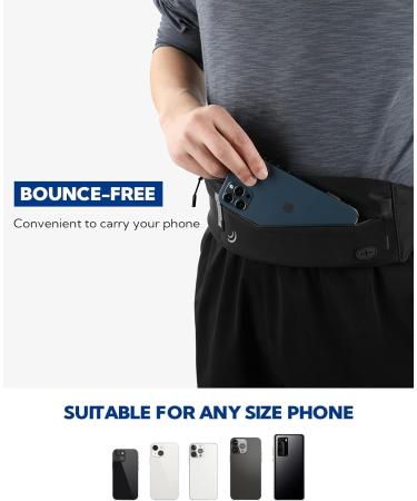 Waterfly Purps Waterproof Running Belt for Mobile Phones - Lightweight Jogging Bag for Men & Women - Black Double Layer Hip Pocket - Buy Online on GoSupps.com