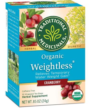 Traditional Medicinals Women's Teas Organic Weightless Naturally Caffeine Free Herbal Tea Cranberry 16 Wrapped Tea Bags .85 oz (24 g)