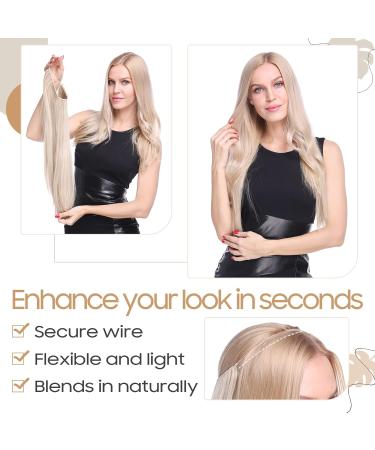 Secret Headband Wire Hair Extensions - Ombre Bleach Blonde 50cm Straight Rubber Band for Women - Buy Online on GoSupps.com