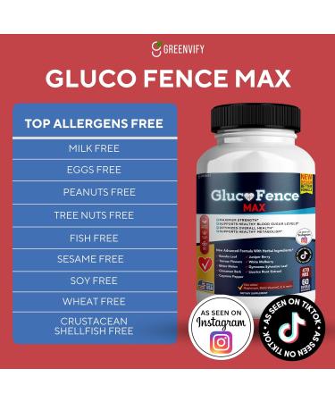GREENVIFY Gluco Fence Max All Natural Formula to Maintain Healthy Levels Maximum Strength Daily Formula Blood Reviews (1 Pack - 60 Capsules) - Buy Online on GoSupps.com