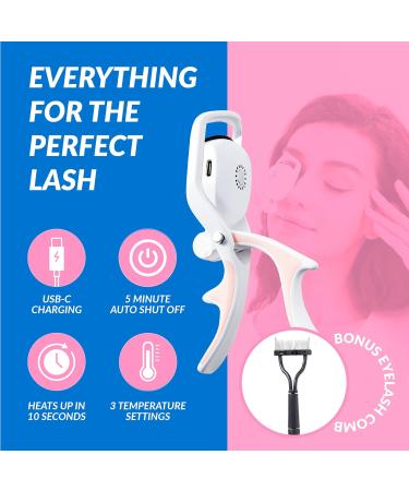 YOOVE Heated Eyelash Curlers - Rechargeable 3 Heating Modes & 2-in-1 Comb for Long-Lasting Curls | Effortless Electric Styling Anywhere - Buy Online on GoSupps.com