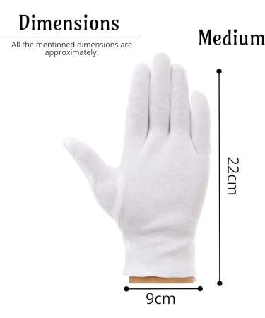 Lizzy White Cotton Gloves Medium for Overnight Moisturising Dry Hand Women and Men Bedtime Sleep Gloves Jewellery & Daily Work Fancy Dress Party Washable Hand Moisturising Gloves - Buy Online on GoSupps.com