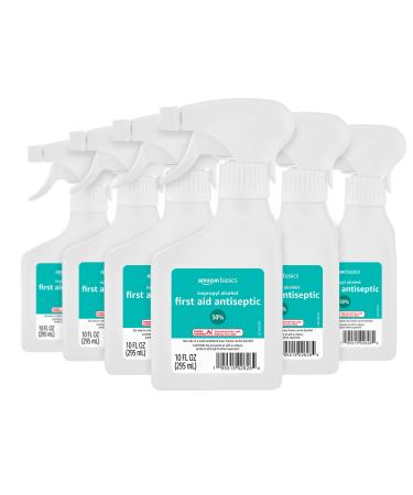 Amazon Basics 50% Isopropyl Alcohol First Aid Antiseptic Spray Bottle 10 Fluid Ounces 6-Pack (Previously Solimo)