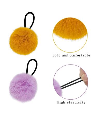 Fishdown 24-Piece Pom Pom Ball Hair Ties | Elastic Bands for Girls, Women, Kids | Fluffy Fur Ball Ponytail Holders in 12 Colors - Buy Online on GoSupps.com