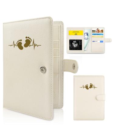 Motherpass cover leather mother pass organizer with magnetic closure mother pass protective cover with subjects for storing ultrasound images and vaccination pass etc. gifts for pregnant (cream foot) - Buy Online on GoSupps.com