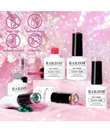RARJSM Glitter Gel Nail Polish Set - 6PCS Reflective Shinny Gel Polish in Gold, Hot Pink, Green, Red, and Silver - Nail Art Varnish Manicure Kit with Diamond Sparkle - Gift Package Included - Buy Online on GoSupps.com