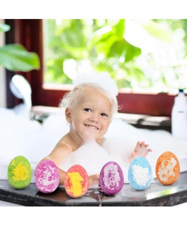 Dinosaur Egg Bath Bombs Set for Kids - 6 Large 100g Fizzies with Mini Toys - Perfect Easter, Christmas, Birthday Gift - Buy Online on GoSupps.com