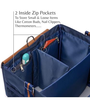 Waterproof Diaper Caddy with Shoulder Strap - Baby Diaper Organizer with Entertainment Pouch - Blue Canvas Fabric - Easy Clean Diaper Caddy with Multiple Compartments - Buy Online on GoSupps.com