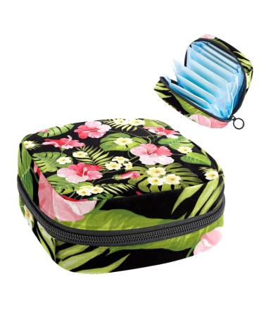 GIAPB Period Bag Sanitary Napkin Storage Bag Period Pouch Travel Makeup Bag Tropical Jungle Palms Flowers Color3455