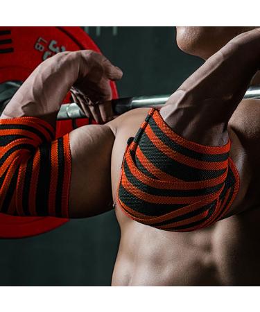 Elbow Wraps for Weightlifting & Powerlifting | Durable 47" Nylon Straps for Men & Women | Enhanced Joint Stability & Injury Recovery - Orange (1 Pair - Buy Online on GoSupps.com