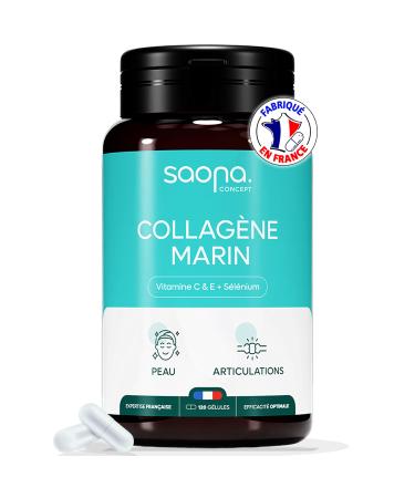 COLLAGENE MARIN - Vitamine C E & S l nium | Peau - Articulations - Cheveux - Ongles - Antioxydant - Anti- ge | Collag ne Marin de type 1 Naturel | 1000 mg/j - 120 g lules - Fabriqu en France Sans Colorant 120 unit (Lot de 1)
