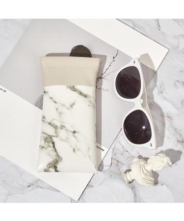 Facynde Water-Repellent Sunglasses Case | Marble PU Leather Squeeze Top Bag for Men & Women - Soft Glasses Case in White - Buy Online on GoSupps.com