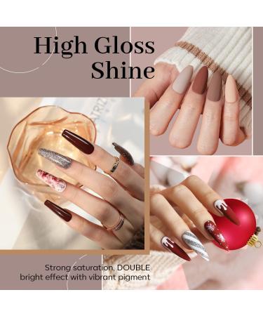 modelones Holiday Gel Nail Polish Set 6 Colors Brown Dark Red Gel Polish Kit Glitter Champagne Gold Nude Pink Grey Nail Polish Gel Soak OFF LED Manicure Nail Art DIY Home Salon Gift for Women live in luxury 1.25 ml (Pack of 6) - Buy Online on GoSupps.com