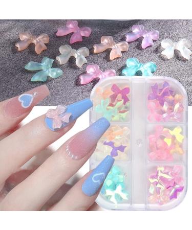 3D Butterfly Bows Nail Charms for Acrylic Nail Art Decorations  Aurora Crystal Clear Butterfly Bow Resin Nail Jewelry Supplies  Bowknot Nail Accessories for Nail Art Designs DIY Crafting Tipe 1