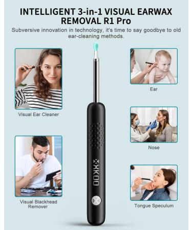 XKOO Ear Wax Removal Kit - 1080P FHD Otoscope & 6 LED Lights - Wireless Ear Camera - 8pcs Accessories - Multifunctional Black - Buy Online on GoSupps.com