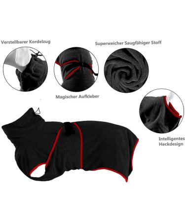  BB Extra Absorbent Dog Hand Towel - Fast Drying Bath Towel for Large Dogs & Cats with Adjustable Straps - XL Black - Buy Online on GoSupps.com