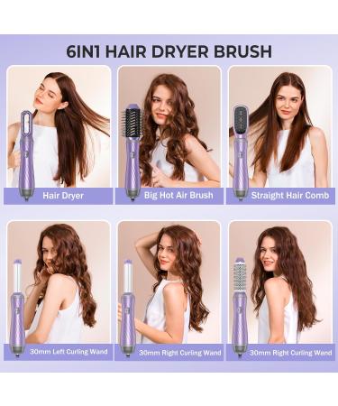 6 in One Brush Blow Dryer - Hair Dryer Brush Curling Iron Air Styler & Travel Hot Brush for Perfect Curls - Buy Online on GoSupps.com