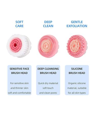 Buy Electric Facial Cleansing Brush 3 in 1 Silicone Sonic Rotating Scrubber for Deep Skin Cleaning & Exfoliation | Waterproof USB Rechargeable Facial Massager - Buy Online on GoSupps.com