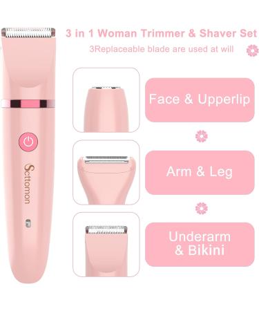 Scottomon Electric Bikini Trimmer Set for Women | Waterproof Cordless 3-in-1 Body Hair Shaver & Groomer - Ideal for Face & Body | Pink - Buy Online on GoSupps.com