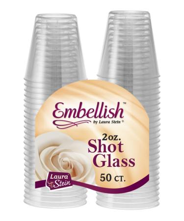 Embellish 50 Plastic Shot Glasses 2 oz, Crystal Clear Disposable Hard Mini Cups, Great for Whiskey, Jello Shots, Sample Tasting, Sauce, Dipping, Condiments, Perfect For Home, Bar, Parties, 2 oz 50 Count (Pack of 1)