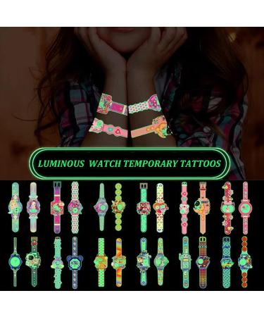Kids Cartoon Watch Temporary Tattoos - Glow in the Dark Luminous Fake Tattoos for Boys and Girls - Car Dinosaur Space Robot Party Favor Stickers - Buy Online on GoSupps.com