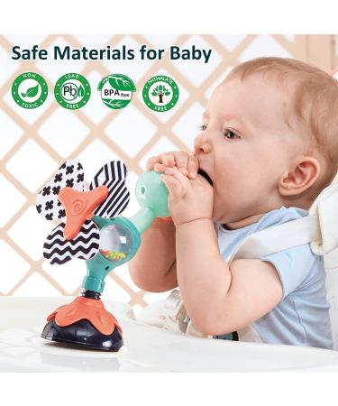 2-in-1 Baby Rattles Toys with Suction Cups | High Chair & Table Tray Bath Travel Toys for 6-12 Months | Shake, Grab, Spin & Turn | Baby Birthday Gift - Buy Online on GoSupps.com