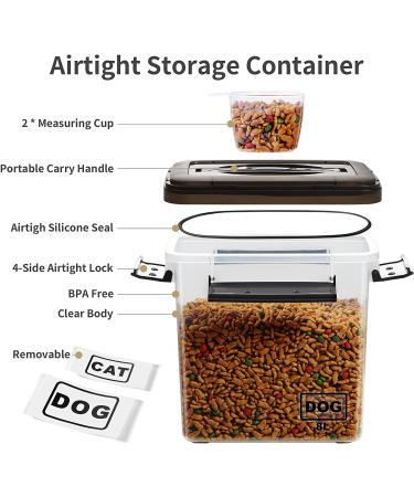 Lockcoo 2-Pack Airtight Dog Food Storage Containers with Measuring Cup - 8L+4L Grey - Buy Online on GoSupps.com