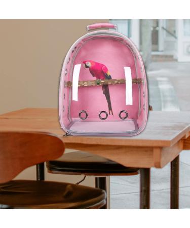 Bird Carrier Bag Pet Backpack Cage Parrot Visible Lightweight Oxford Cloth Carry Bag for Small Medium Birds Hiking Conures Pink - Buy Online on GoSupps.com