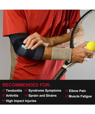 WILD+ Adjustable Elbow Support Brace with 4 Removable Splints | Compression Sleeve for Tennis Elbow, Tendonitis, Golfers | One Size Fits Men and Women - Buy Online on GoSupps.com