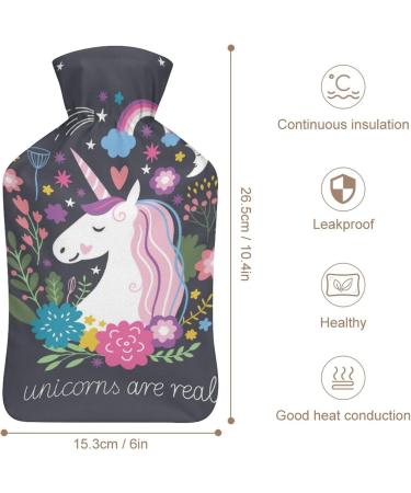 Floral Unicorn Hot Water Bottle - Rubber Pain Relief & Cramps Therapy Bag - Buy Online on GoSupps.com