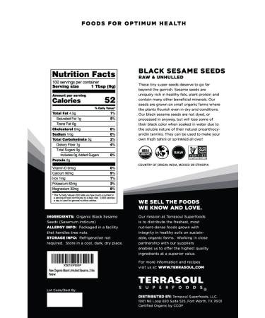 Terrasoul Superfoods Organic Black Sesame Seeds 2 lbs - Raw, Unhulled, Lab-Tested | Buy Online - Buy Online on GoSupps.com