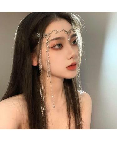 BSLVWG Ethnic style Headband Head Chain with Beaded Fairy Hair Forehead Chain Crystal Headband Face Curtain Hair Accessories for Womens and Girls (02) - Buy Online on GoSupps.com