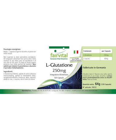 Fairvital | L-Glutathione 250mg - box of 4 months - VEGAN - 120 Capsules - Buy Online on GoSupps.com