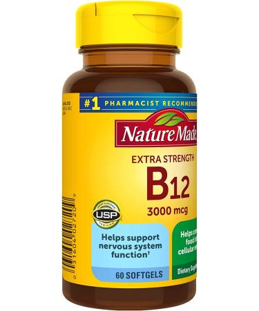 Nature Made Extra Strength Vitamin B12 3000 mcg Softgels - Energy Metabolism Support - 60 Day Supply - Buy Online on GoSupps.com