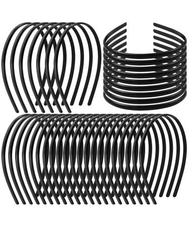 Oruuum 72 pcs Plastic Hair Headband  DIY Black Headband Without Teeth For Women And Girls(7mm).