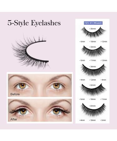 5 Pairs Aigarava Self Adhesive False Eyelashes - Reusable, Natural Look, Waterproof - Women's Self Sticking No Glue Lashes Kit - Buy Online on GoSupps.com