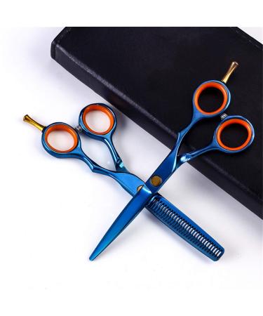 6 inch Hair Cutting Scissors Set Professional Hairdressing Scissors Stainless Steel Barber Salon Cutting Scissor and Thinning Scissors with Haircut Comb Blue