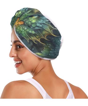 Green Blue Dragon Fire Spitting Hair Towel 2 Pack - Super Absorbent Quick Dry Hair Turbans for Women & Girls - Buy Online on GoSupps.com