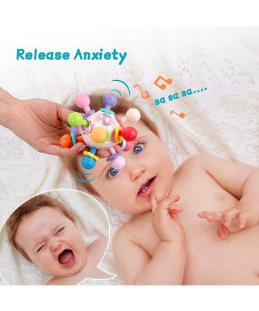 Rotatable Silicone Teething Toy Ball - Sensory Toy for Babies 0-6 Months | Baby Rattle & Infant Toy Gift - Buy Online on GoSupps.com
