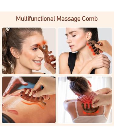 2-Piece Wooden Gua Sha Comb Set | Multifunctional Sandalwood Scalp & Head Massage Tools | Wide-Toothed Wooden Combs for Relaxation - Buy Online on GoSupps.com