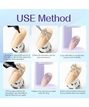 UNA GELLA Nail Art Rhinestone Glue Gel 60ml - Super Strong Adhesive for Gem Beads Crystals & 3D Nail Art | Long Lasting & Odorless - Buy Online on GoSupps.com