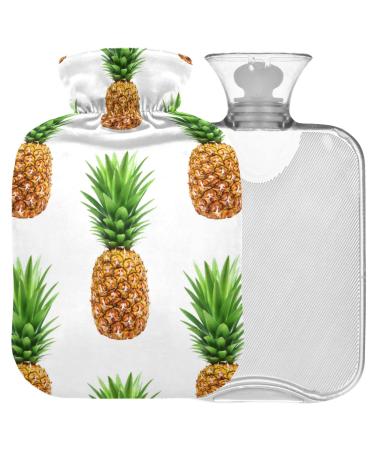 Naanle tropical golden pineapple heat bottle with reference transparent hot water bottle 2l large hot hot water bottle for bed hand feet warmer pain relief heat and cold therapy