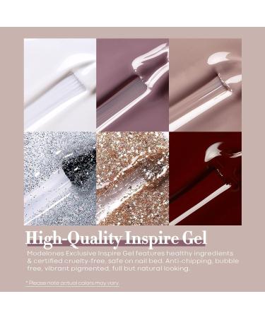 Modelones Gel Nail Polish 6 Colors Nude Gel Polish Pure White Glitter Brown Burgundy Red Champagne Gold Silver Fall Winter Nail Art Design Kit Basic Soak Off U V Gel Manicure DIY Salon at Home Gifts Nude White - Buy Online on GoSupps.com