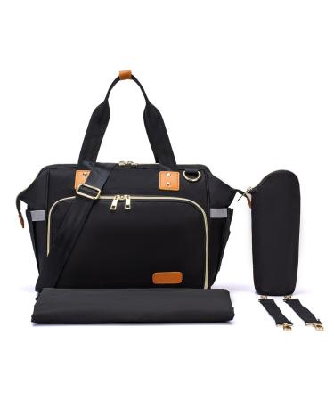 Axcone SAC Langer Pour B b Fourre-Tout Sac Langer Imperm able Avec Matelas Langer Et Porte T tine Sac de Voyage Sac Bandouli re Schwarz