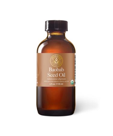 Aromatics International Baobab Seed Oil 4fl-oz | Pure Organic Cold-Pressed Oil for Skin Hair and DIY Beauty | Rich in Essential Fatty Acids Antioxidants & Vitamins 4 Fl Oz (Pack of 1)