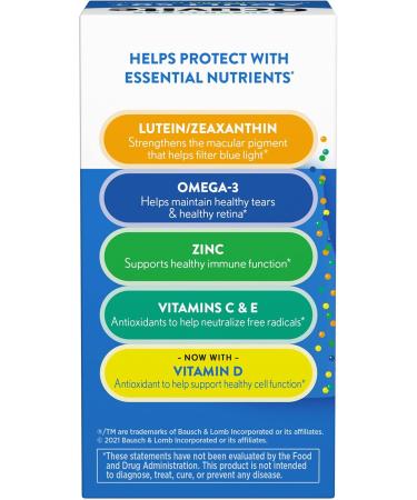 Ocuvite 50+ Eye Vitamin & Mineral Supplement Multivitamin for Vision & Ocular Health with Omega-3 Zinc Vitamins C & E Lutein & Zeaxanthin Zinc Supplements for Women and Men 50 Softgels - 12 Pack - Buy Online on GoSupps.com