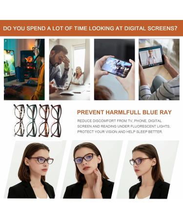 EYEURL 4 Pack Cat Eye Reading Glasses for Women - Blue Light Blocking Lightweight UV Fashion Eyeglasses +1.50 Anti Eyestrain - 1.5x Magnification Mix Color Set - Buy Online on GoSupps.com