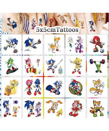 Sonic Temporary Tattoo Stickers for Kids - 60PC Birthday Party Supplies, Fake Tattoos for Sonic Party Favors and Decorations - Buy Online on GoSupps.com