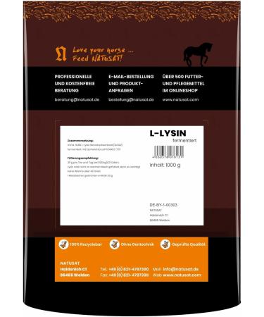  Natusat NATUSAT LLysine Amino acid for muscle building for horses 1000 g - Buy Online on GoSupps.com